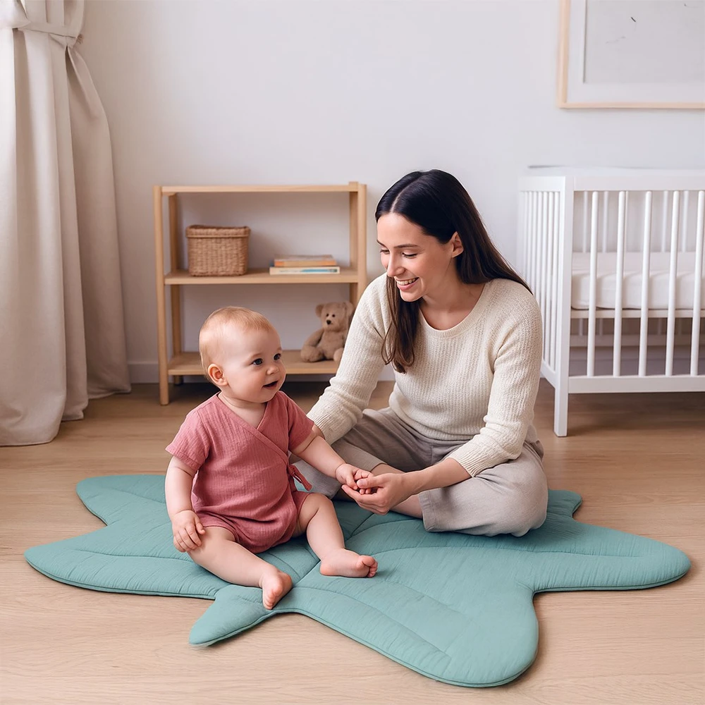Dėlionė Žaidimų kilimėlis kūdikiams New Baby „Klevo lapas“ mėtų spalvos
