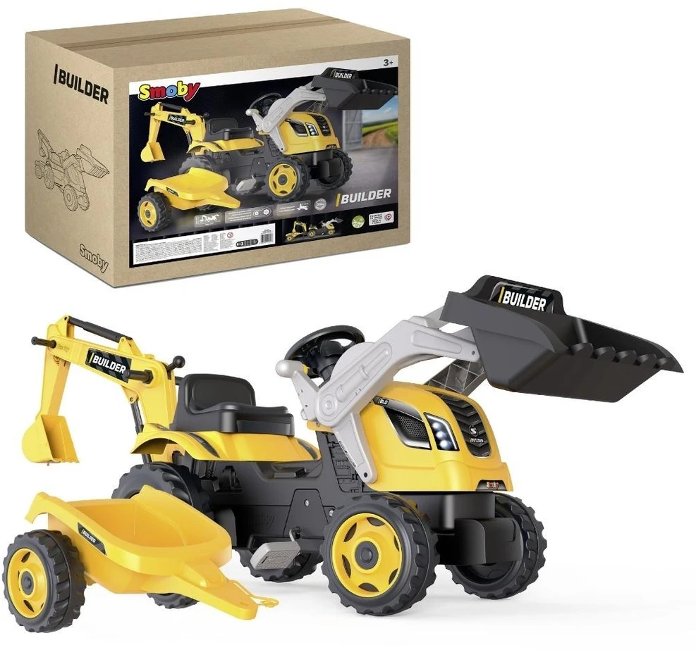 Smoby Builder Max Pedal traktorius su priekaba