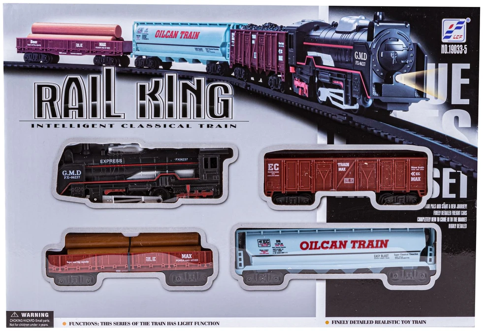 Žaislinis traukinys Rail King su 3 vagonais