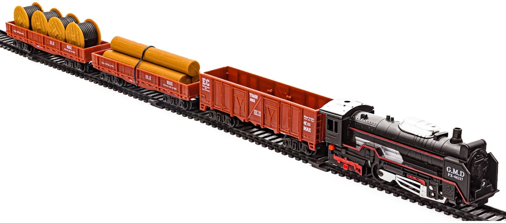 Žaislinis traukinys Rail King su garvežiu ir 3 vagonais