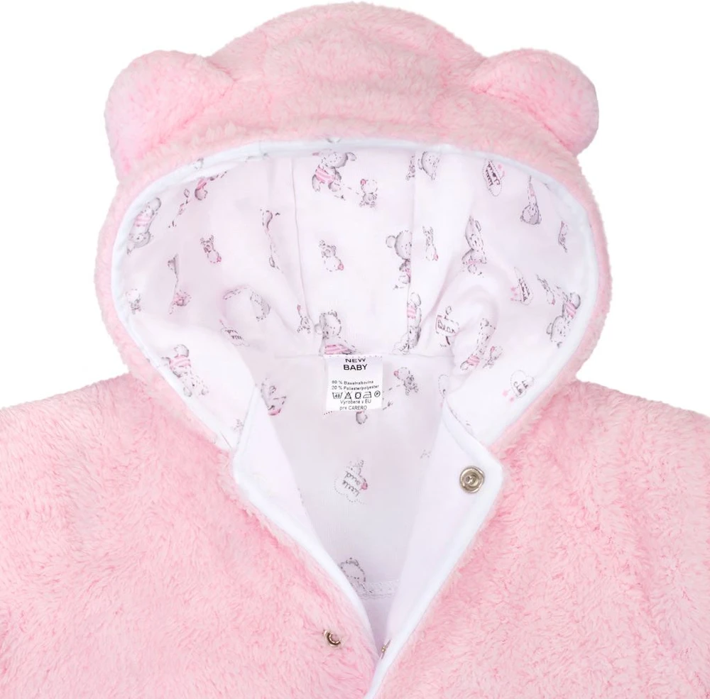Žieminis paltukas New Baby Nice Bear rožinis, dydis 74 (6-9 mėn.)