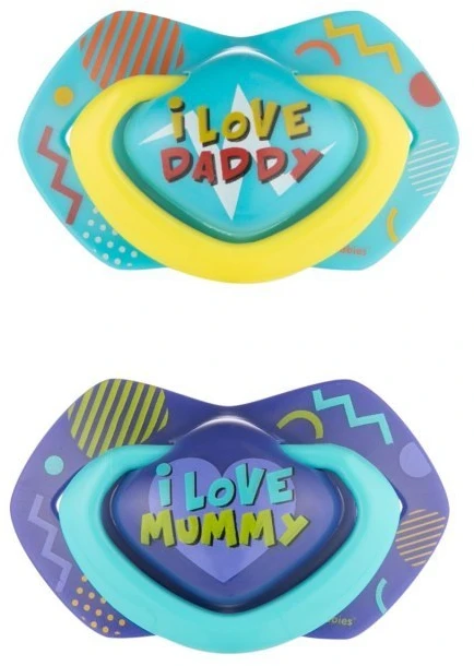 CANPOL BABIES silikoninis simetrinis čiulptukas NEON LOVE, 6-18 mėn., 2 vnt., 22/653_blu