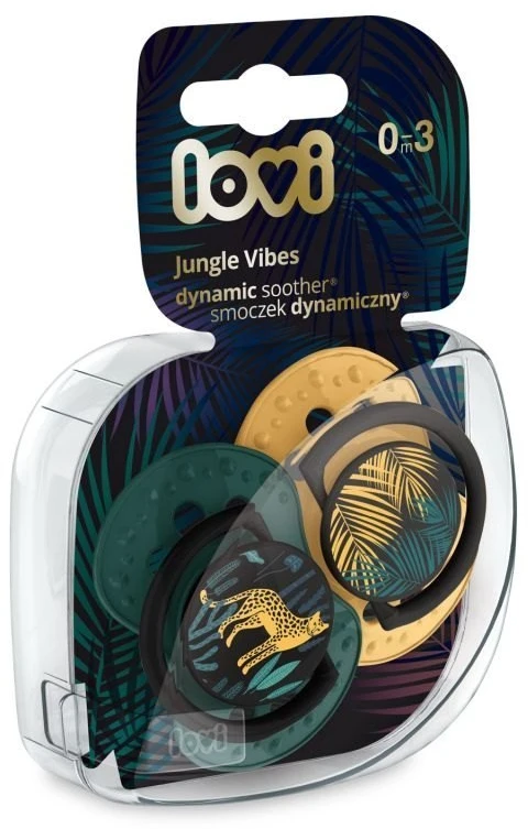 LOVI 22/901 Dinaminis silikoninis čiulptukas 0-3m 2vnt Jungle Vibes Boy