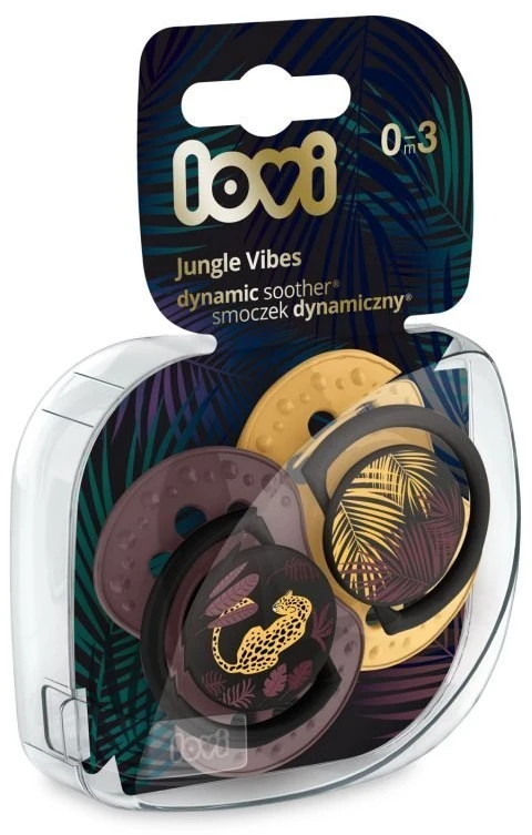 LOVI 22/901 Dinaminis silikoninis čiulptukas 0-3m 2vnt Jungle Vibes Girl