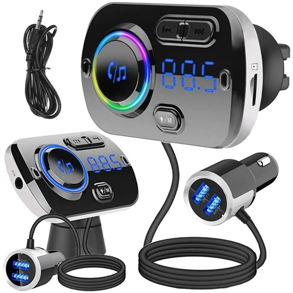 Automobilinis siųstuvas, FM moduliatorius, telefono įkroviklis, „Bluetooth“, MP3