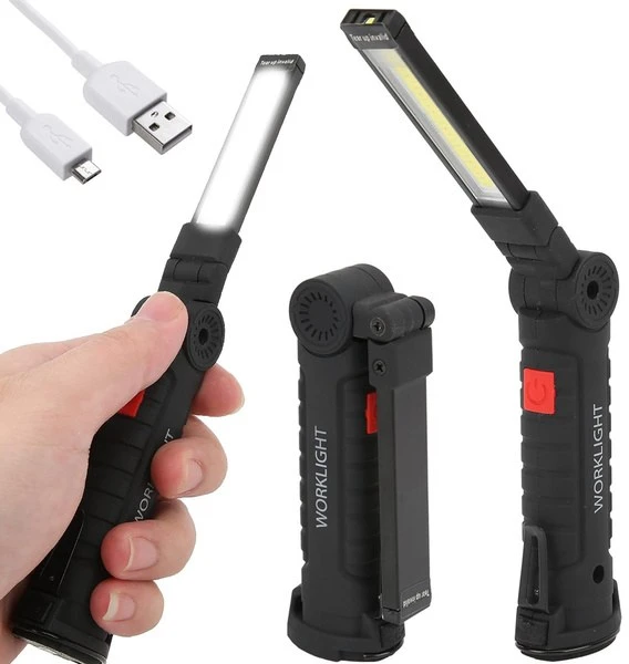 Dirbtuvių žibintuvėlis USB COB magnetinis įkraunamas 1200 mAh 200 lm