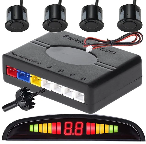 4 atbulinės eigos parkavimo jutikliai LED LCD priekyje ir gale