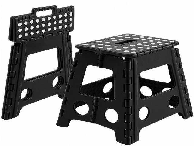 KIK Neslystanti sulankstoma taburetė 39 cm juoda