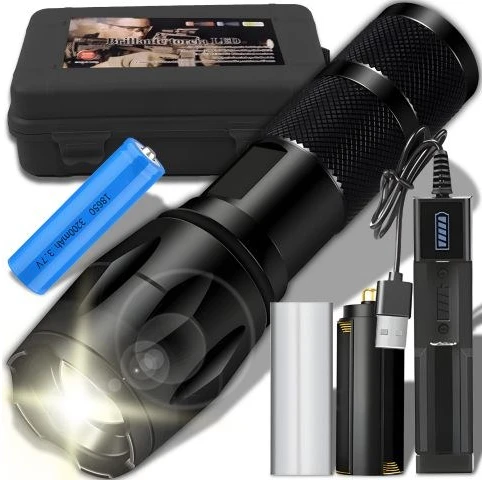 Trizand T6 Taktinis LED žibintuvėlis įkraunamas USB