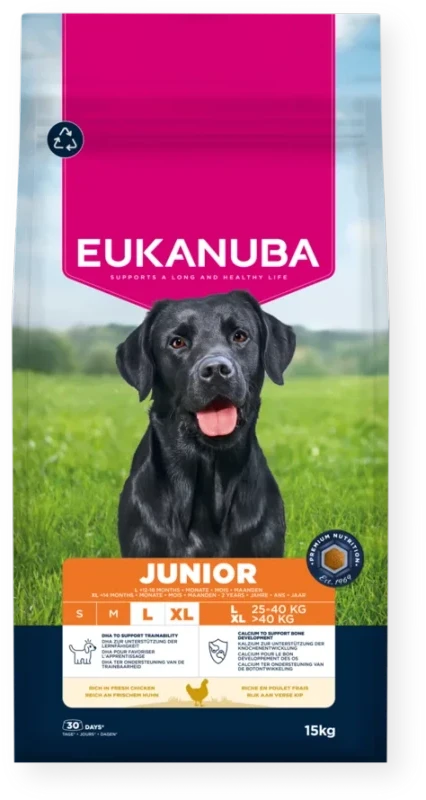 Eukanuba Eukauba Life Care Junior Large sausas maistas didelių veislių jauniems šunims su vištiena, 15 kg
