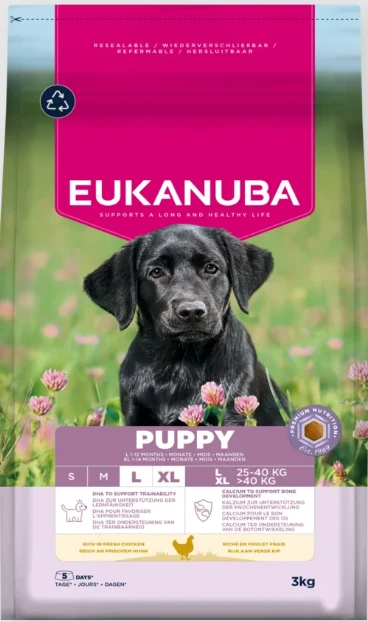 Eukanuba Life Care Puppy Large sausas maistas didelių veislių šuniukams su vištiena, 3kg