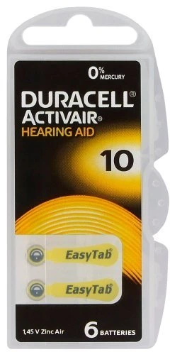 Duracell | A10/DA10/ZL10 | Zinc air cells | 6 pc(s)