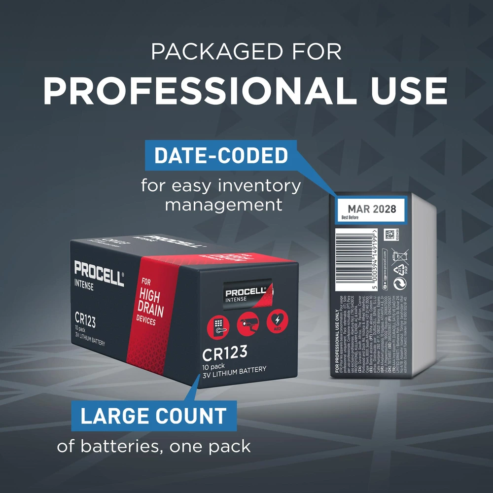 Duracell Procell Intense CR123 3V 1600mAh elementas, 10 vnt.