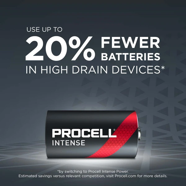Duracell Procell Intense LR20 D 1,5V 18600mAh elementai, 10 vnt.