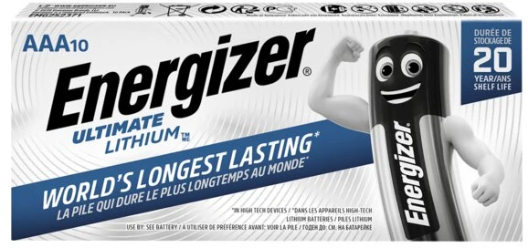 Energizer Ultimate Lithium AAA 1,5V 1250mAh elementai L92, 10 vnt.