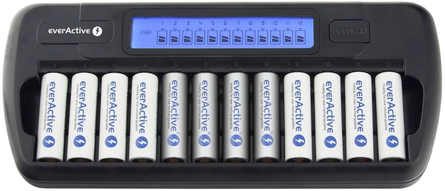 everActive 1-12 AA/AAA elementų kroviklis su LCD ekranu