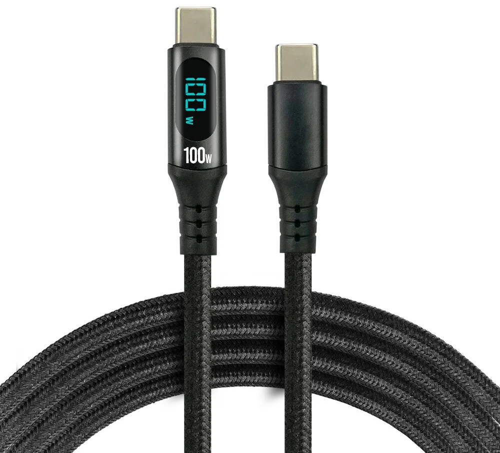 everActive 1m USB-C PD 3.0 5A 100W pintas kabelis su LCD ekranu CBB-1PD5L