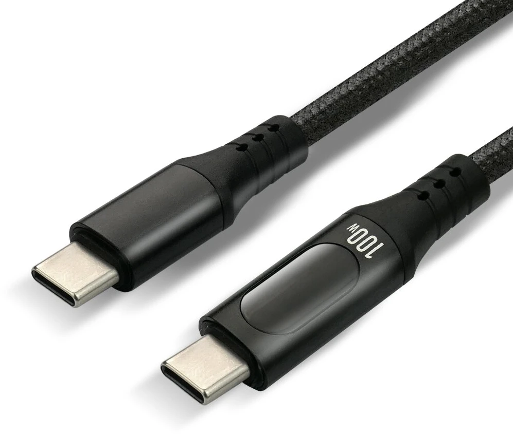 everActive 1m USB-C PD 3.0 5A 100W pintas kabelis su LCD ekranu CBB-1PD5L