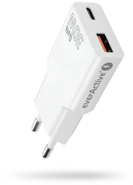 „everactive“ įkroviklis: 1 x USB, 1 x USB-C greito įkrovimo 3.0 30 W itin plonas baltas