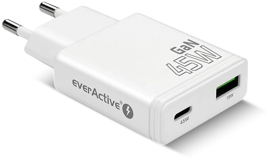 Įkroviklis - everActive SC-460Q 45W USB & USB-C Greitas Įkroviklis, Balta
