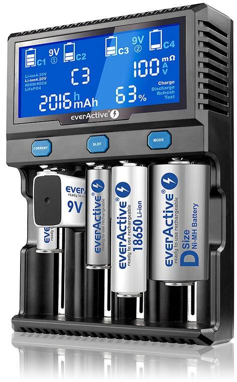 everActive profesionalus 4 x Ličio ir AA/AAA/C/D/9V Ni-MH akumuliatorių kroviklis UC4200