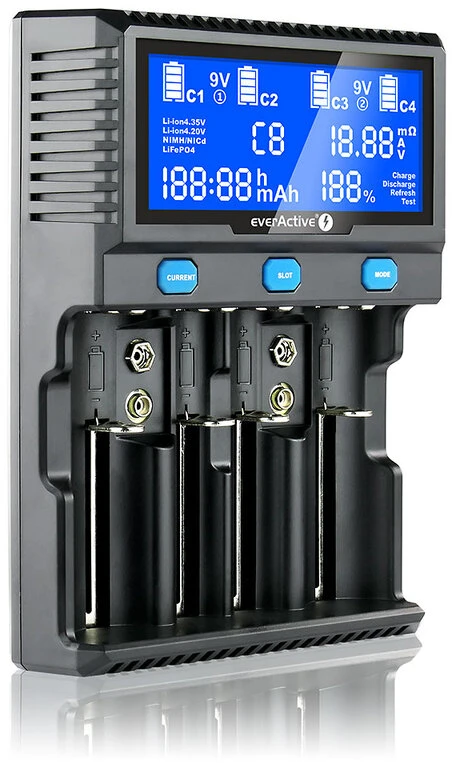 everActive profesionalus 4 x Ličio ir AA/AAA/C/D/9V Ni-MH akumuliatorių kroviklis UC4200