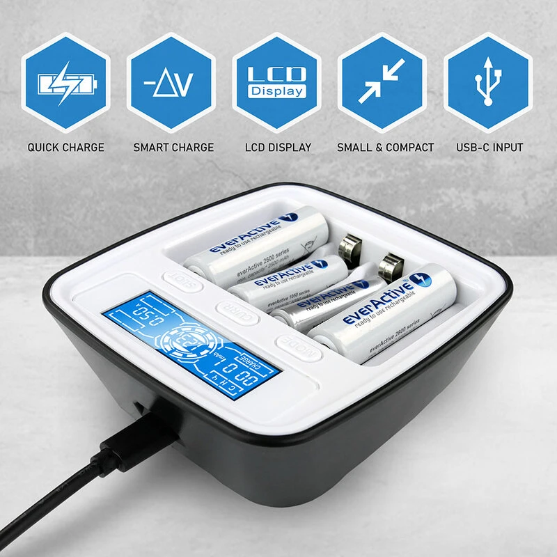 everActive profesionalus AA/AAA elementų įkroviklis NC-1000M