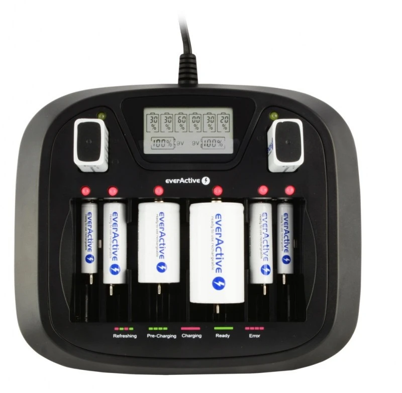 everActive universalus 4 etapų AA AAA C D 9V elementų įkroviklis NC-900U