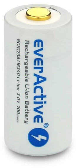everActive USB įkraunamas RCR123A 16340 3,0V 700mAh akumuliatorius su PCM