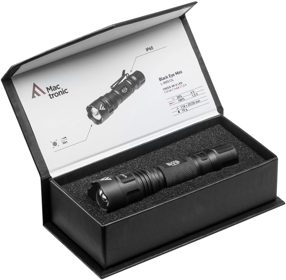 Mactronic 135lm žibintuvėlis su fokusavimo funkcija Juodas Eye Mini MX512L