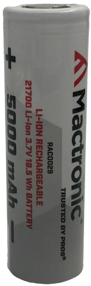 Baterija - Mactronic 21700 5000mAh 3.7V Li-Ion Elementas Su Apsauga Juoda