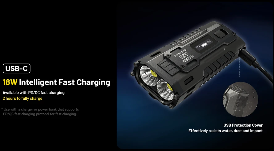 Nitecore EDC37 8000 lm USB-C įkraunamas plokščias EDC žibintuvėlis