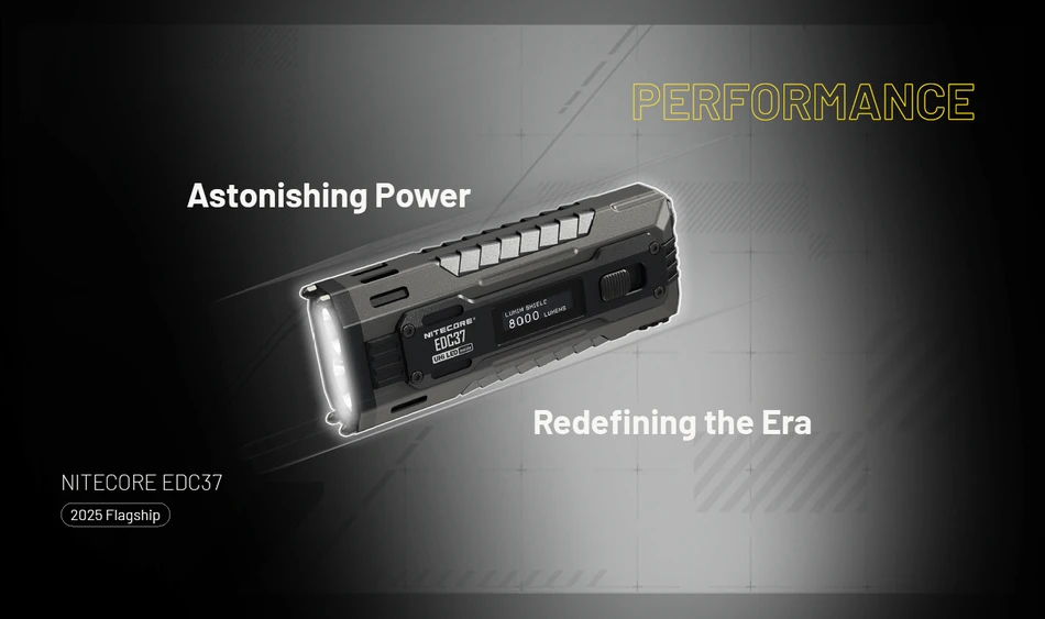 Nitecore EDC37 8000 lm USB-C įkraunamas plokščias EDC žibintuvėlis