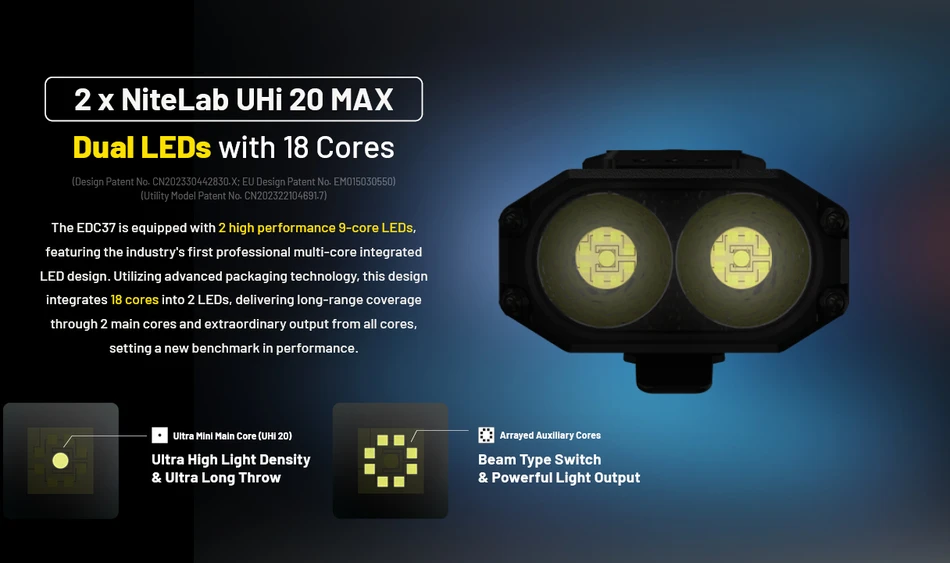 Nitecore EDC37 8000 lm USB-C įkraunamas plokščias EDC žibintuvėlis