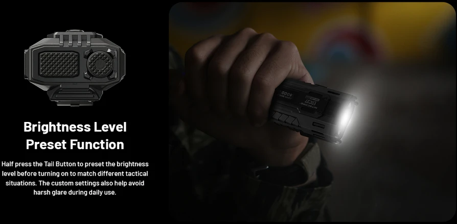 Nitecore EDC37 8000 lm USB-C įkraunamas plokščias EDC žibintuvėlis