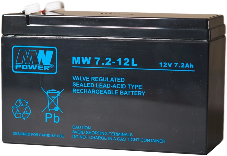 Mw Power MWPower MW 12V 7.2Ah F2(250) AGM akumuliatorius, 6-9 metai