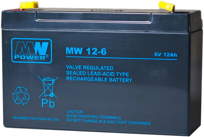 Mw Power MWPower MW 6V 12Ah F2(250) AGM akumuliatorius, 6-9 metai