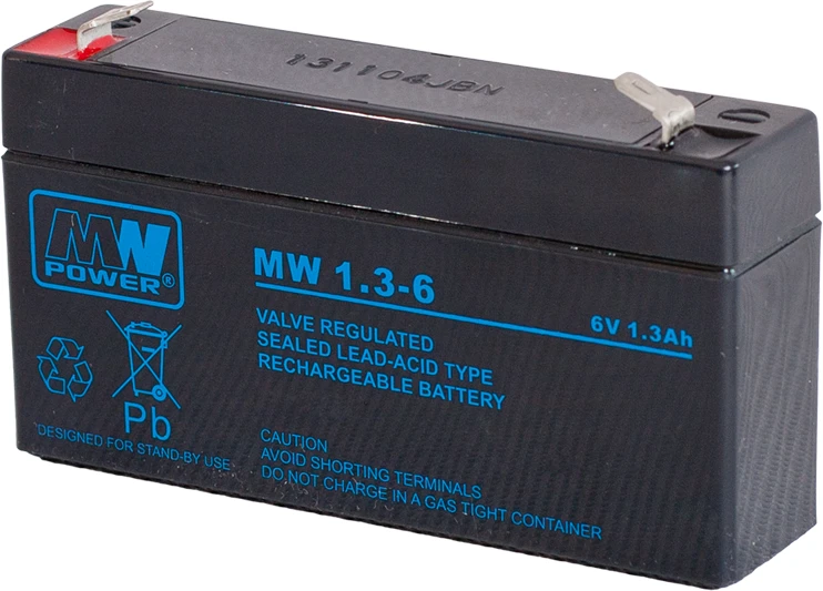 Nezatříděno Mw Power MWPower MW 6V 1.3Ah F1(187) AGM akumuliatorius, 6-9 metai