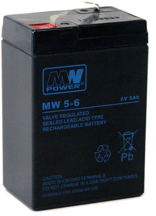 Mpl Power Elektro Mw Power MWPower MW 6V 5Ah F1(187) AGM akumuliatorius, 6-9 metai