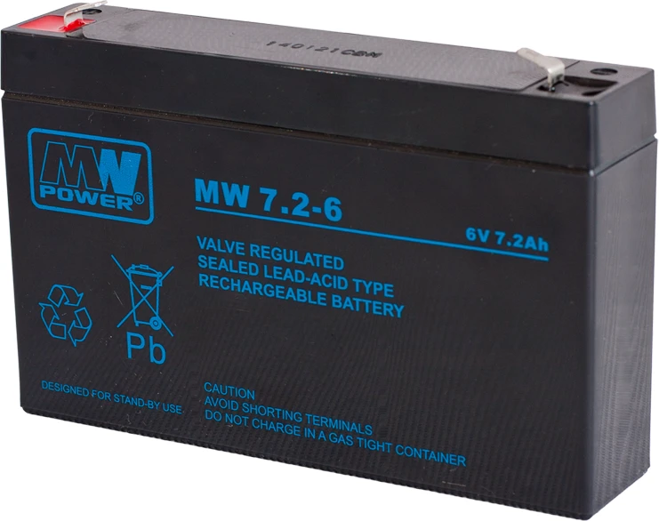 Mw Power MWPower MW 6V 7.2Ah F1(187) AGM akumuliatorius, 6-9 metai