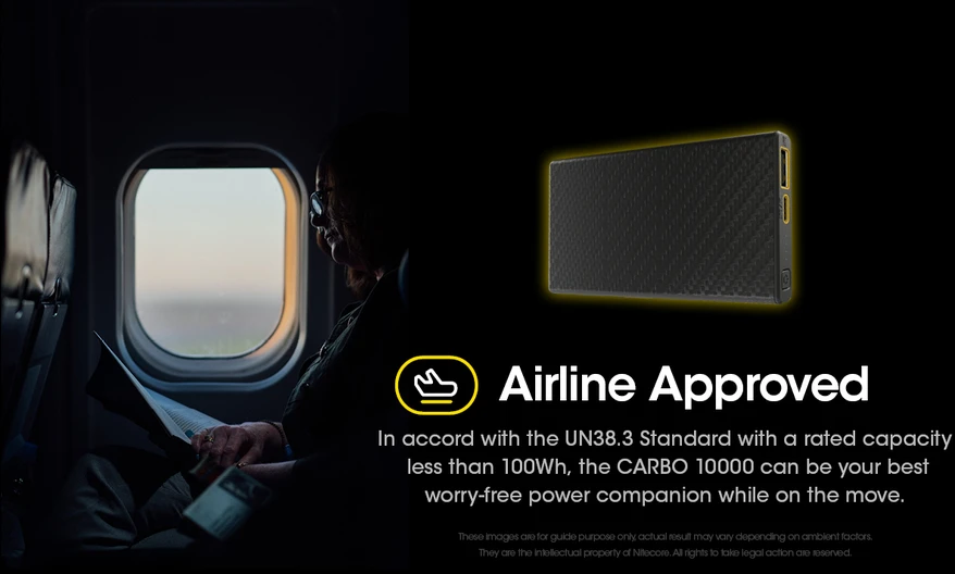 Nitecore 10000mAh anglies pluošto 20W išorinė baterija CARBO10000