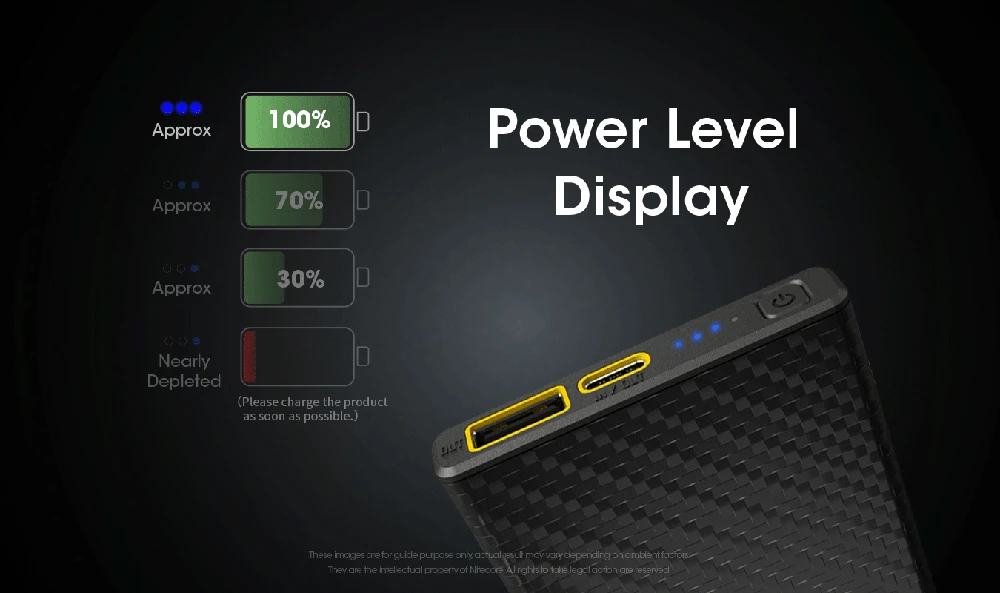 Nitecore 10000mAh anglies pluošto 20W išorinė baterija CARBO10000