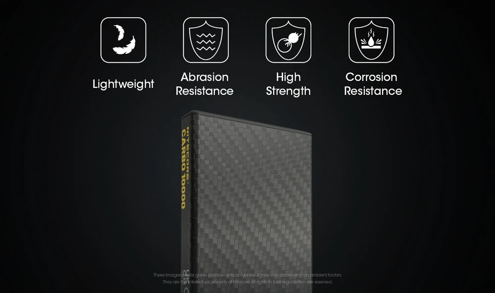 Nitecore 10000mAh anglies pluošto 20W išorinė baterija CARBO10000