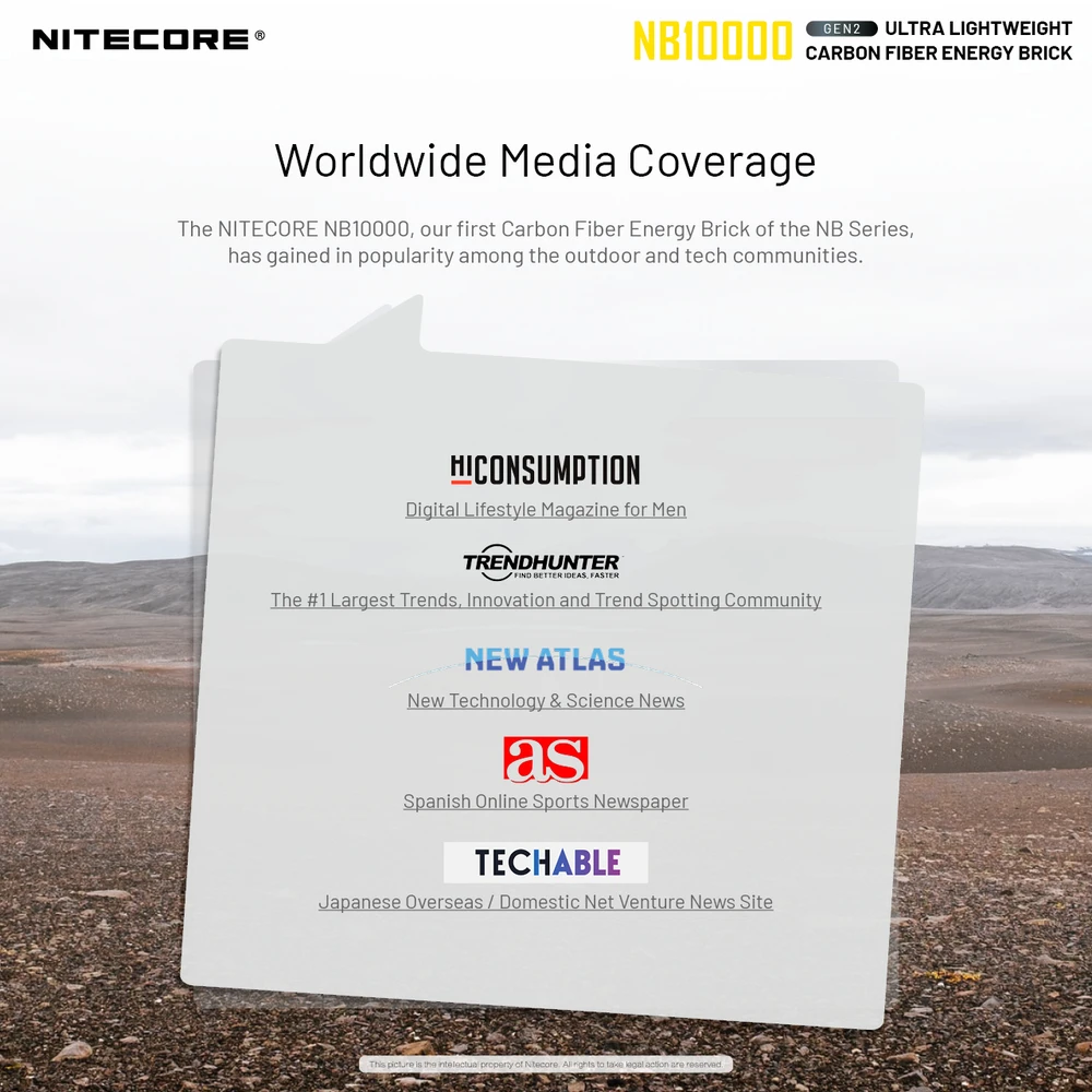 Nitecore 10000mAh itin lengva 20W išorinė baterija NB10000 Gen2