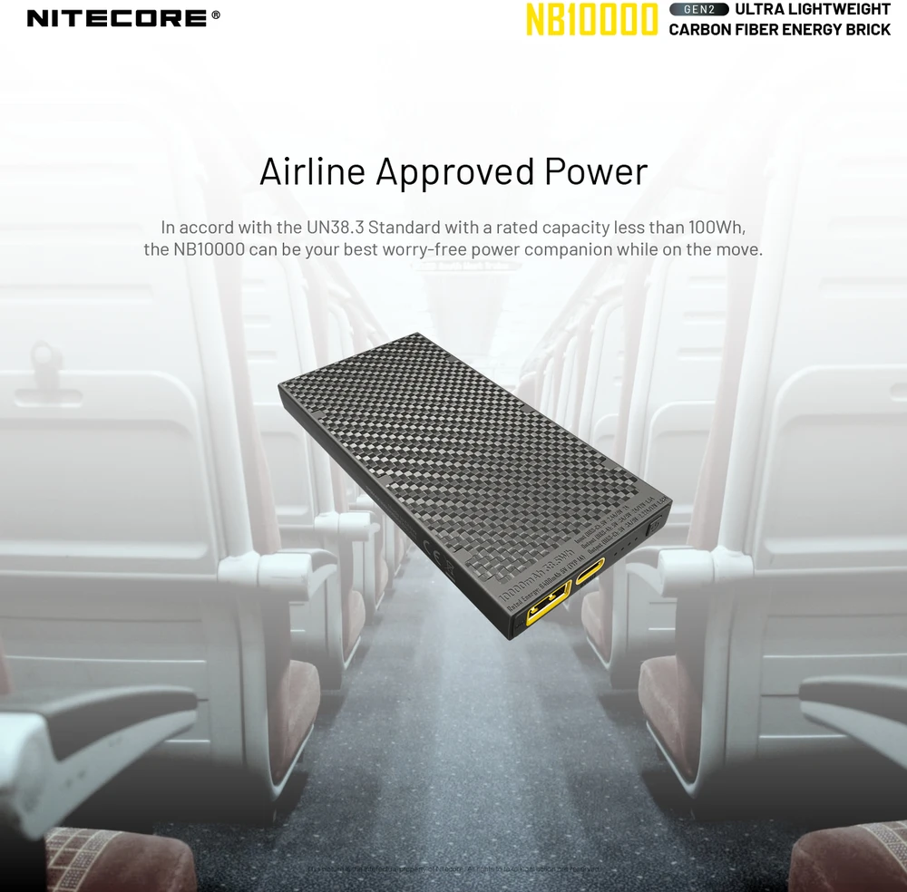 Nitecore 10000mAh itin lengva 20W išorinė baterija NB10000 Gen2