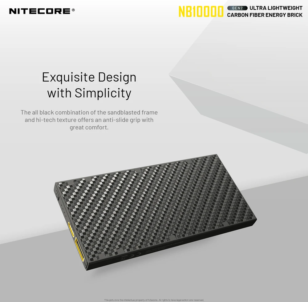Nitecore 10000mAh itin lengva 20W išorinė baterija NB10000 Gen2