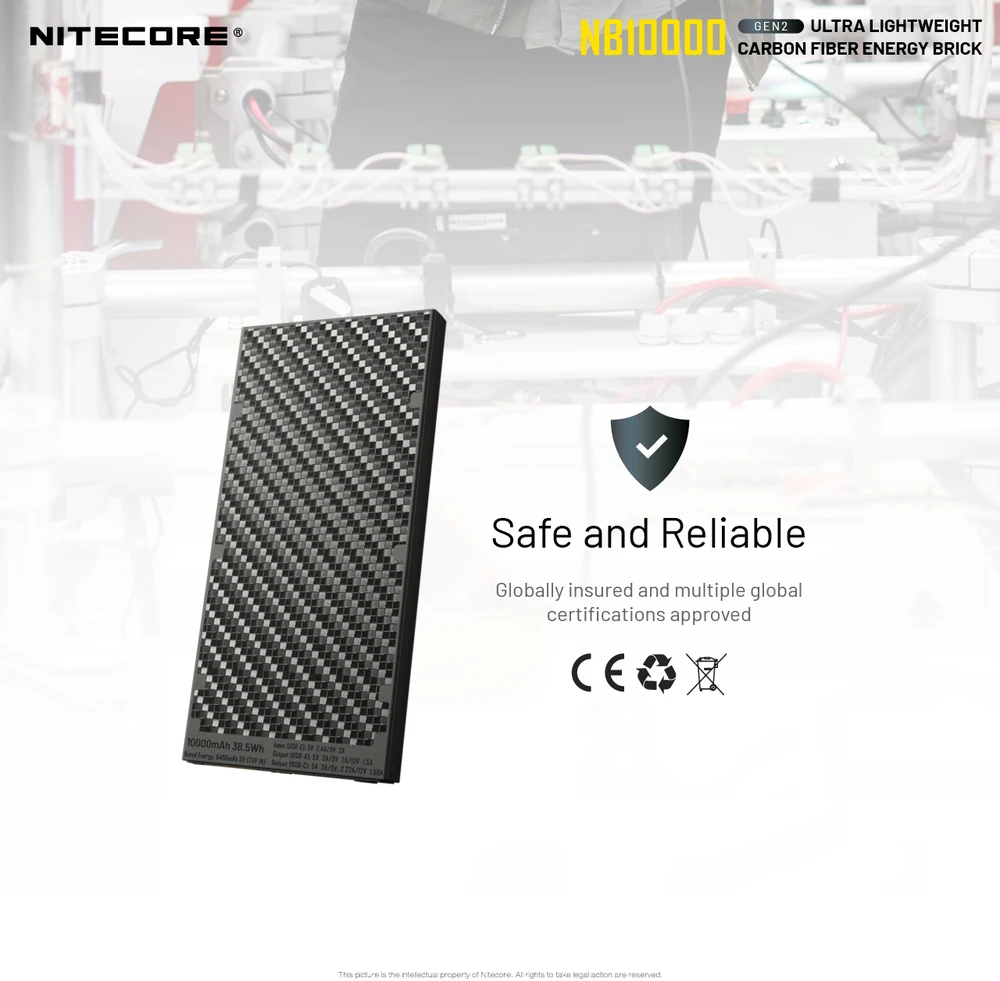 Nitecore 10000mAh itin lengva 20W išorinė baterija NB10000 Gen2