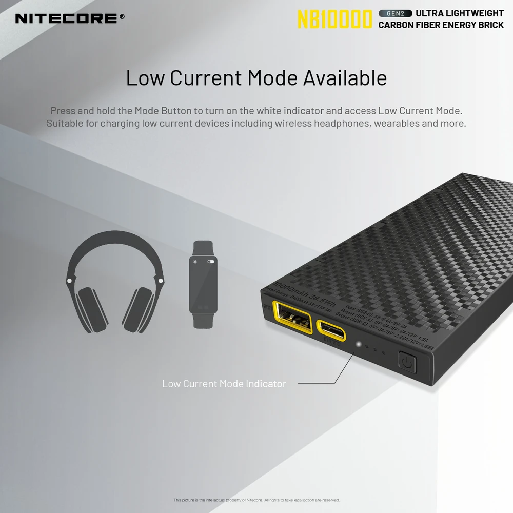 Nitecore 10000mAh itin lengva 20W išorinė baterija NB10000 Gen2