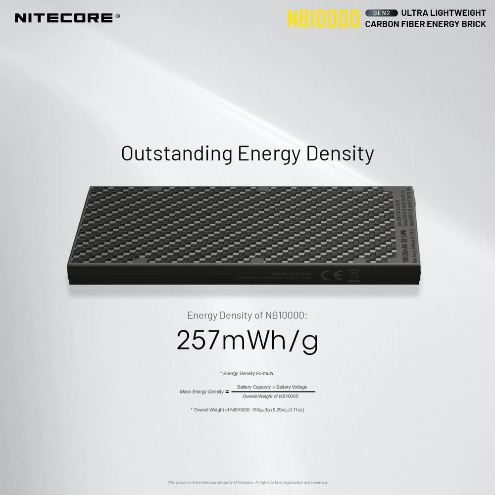 Nitecore 10000mAh itin lengva 20W išorinė baterija NB10000 Gen2