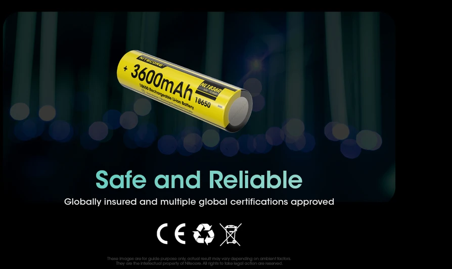 Nitecore USB-C įkraunamas 3,6V 3600mAh 18650 akumuliatorius NL1836R
